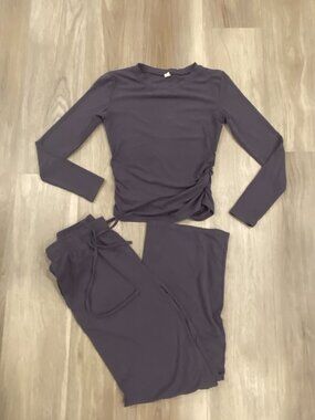 Darong Lounge Set XS Soft Matching Set Wide Leg Pants Long Sleeve Top Athleisure